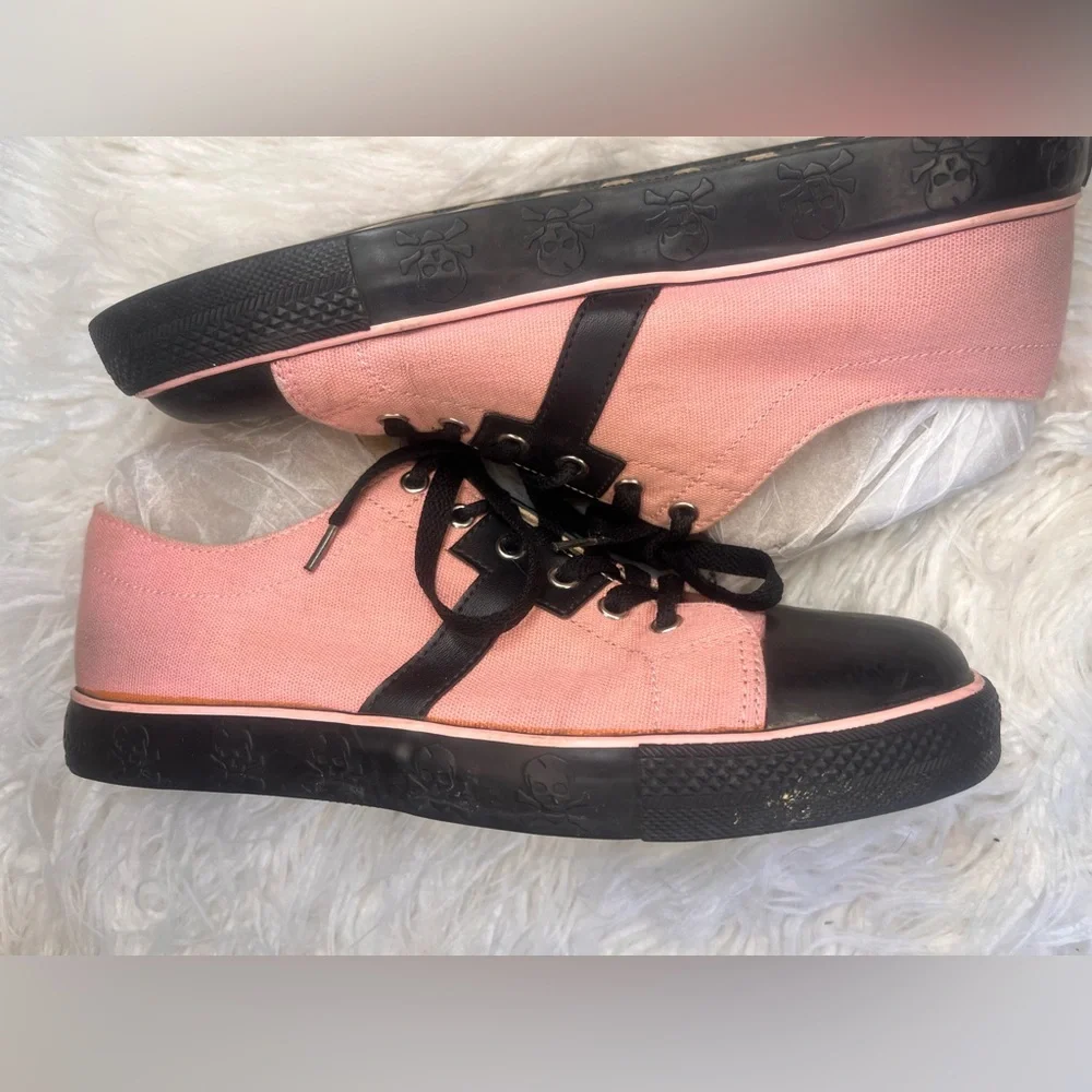 TUK Pink and Black Women's Sneakers - Picture 3 of 5